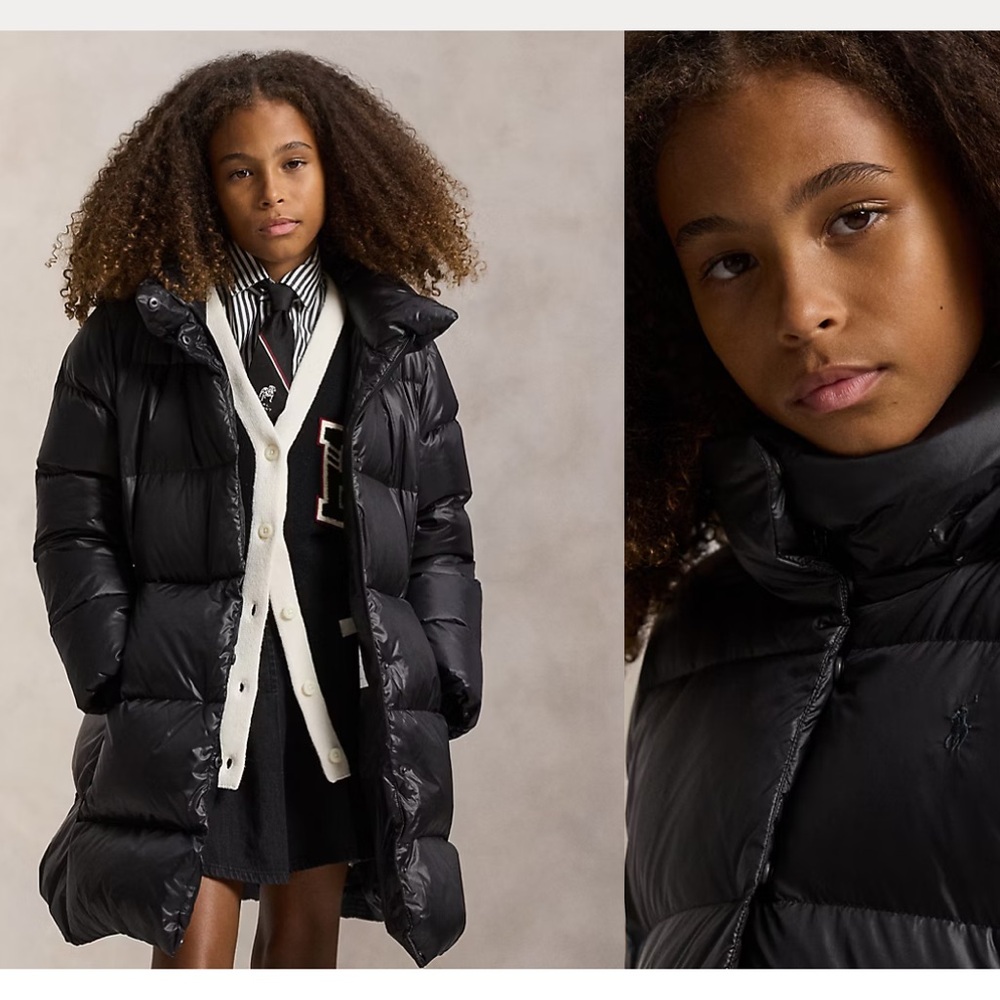 Polo by Ralph Lauren Black Quilted Puffer Coat for Kids